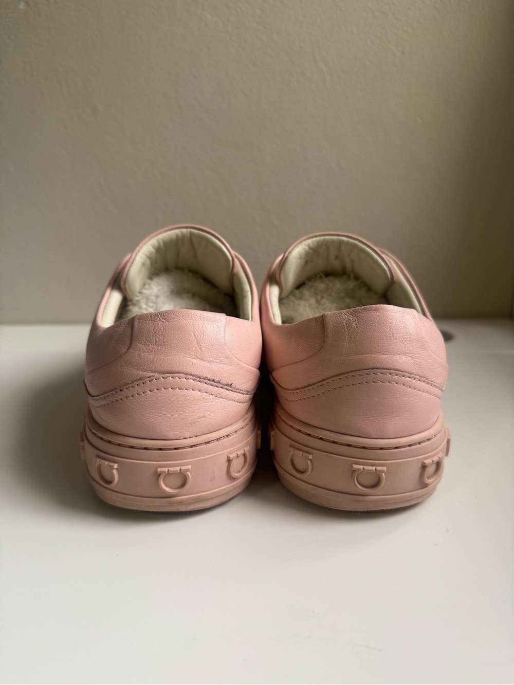 Salvatore Ferragamo Blush Pink Leather Sneakers - Gancini - Picture 6 of 14